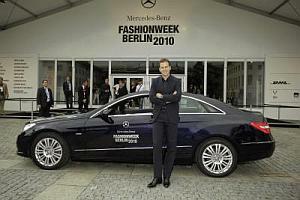 Oliver Bierhoff in front of the Mercedes-Benz Fashion Week tent at Bebelplatz